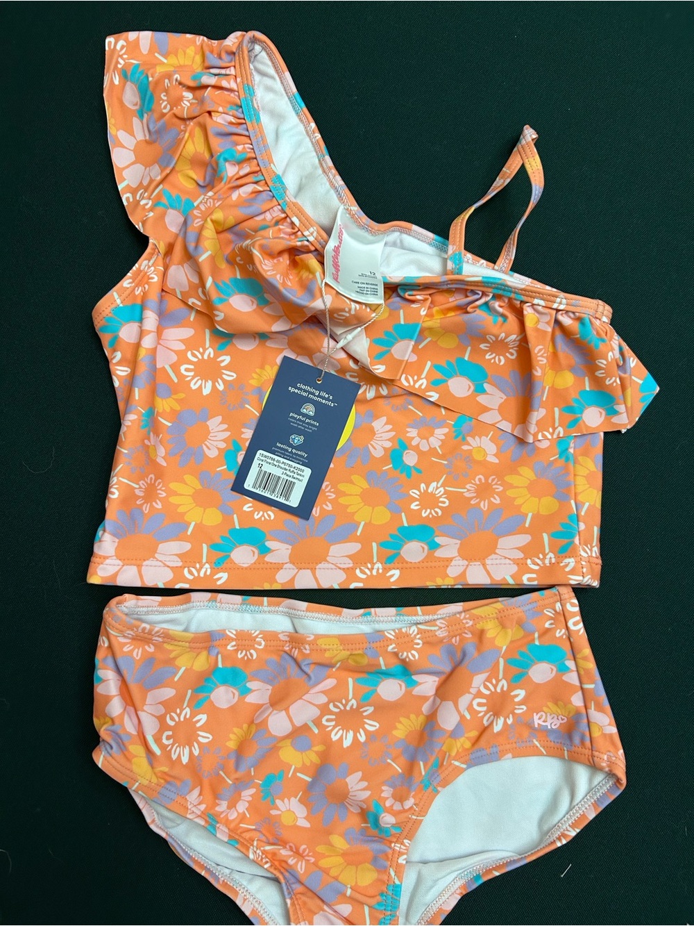 Ruffle Butts Orange Floral Ruffle Tankini